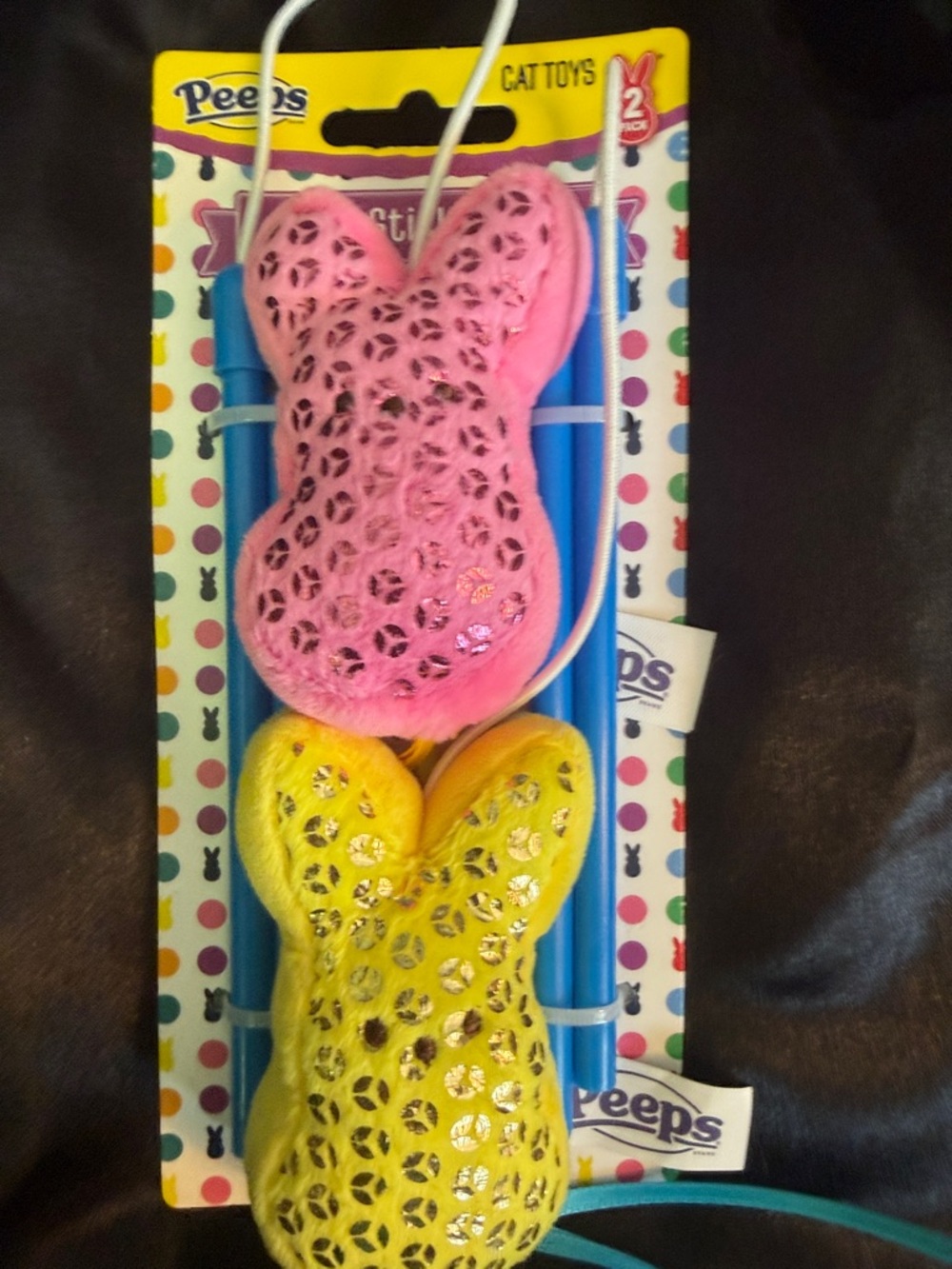 Peeps Pink & Yellow Bunny Cat Toy Duo